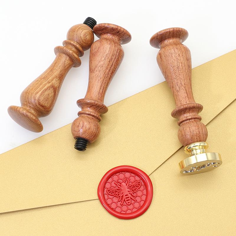 Vintage European Rosewood Sealing Wax Stamp Handle with Universal Wooden Grip
