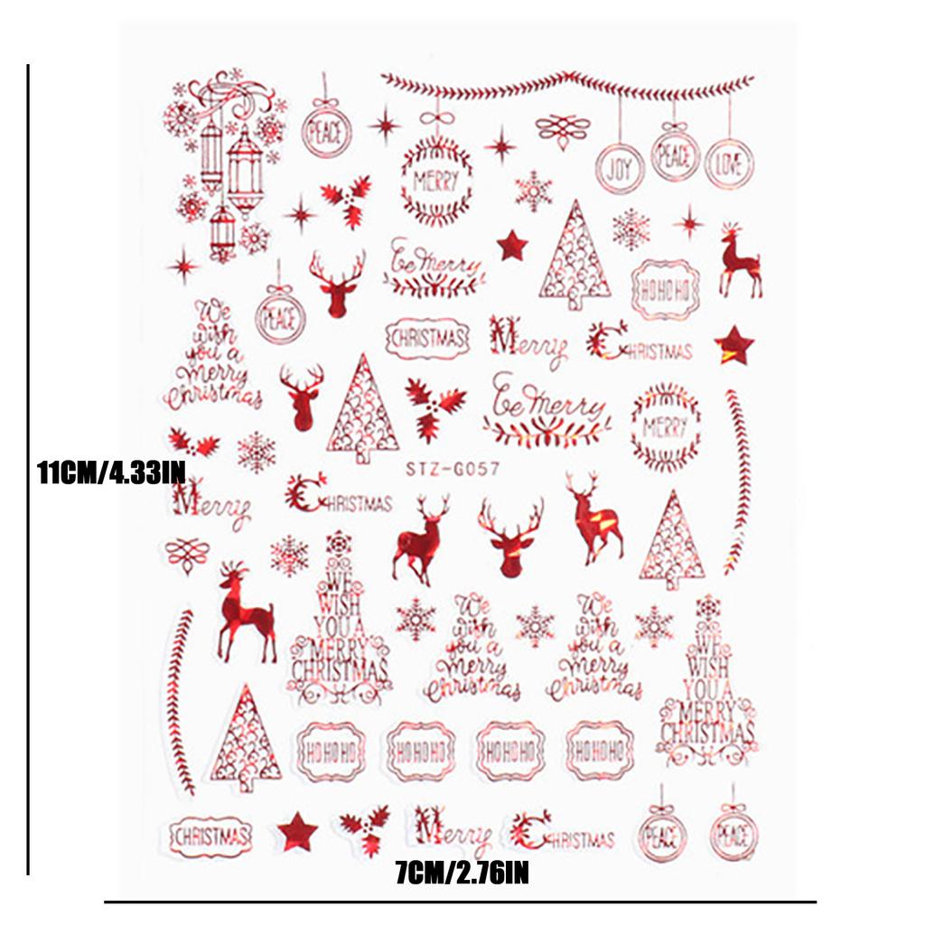 Nail Stickers Christmas Series Nails Red Elk Snowflake Tree 3D Nail Decals
