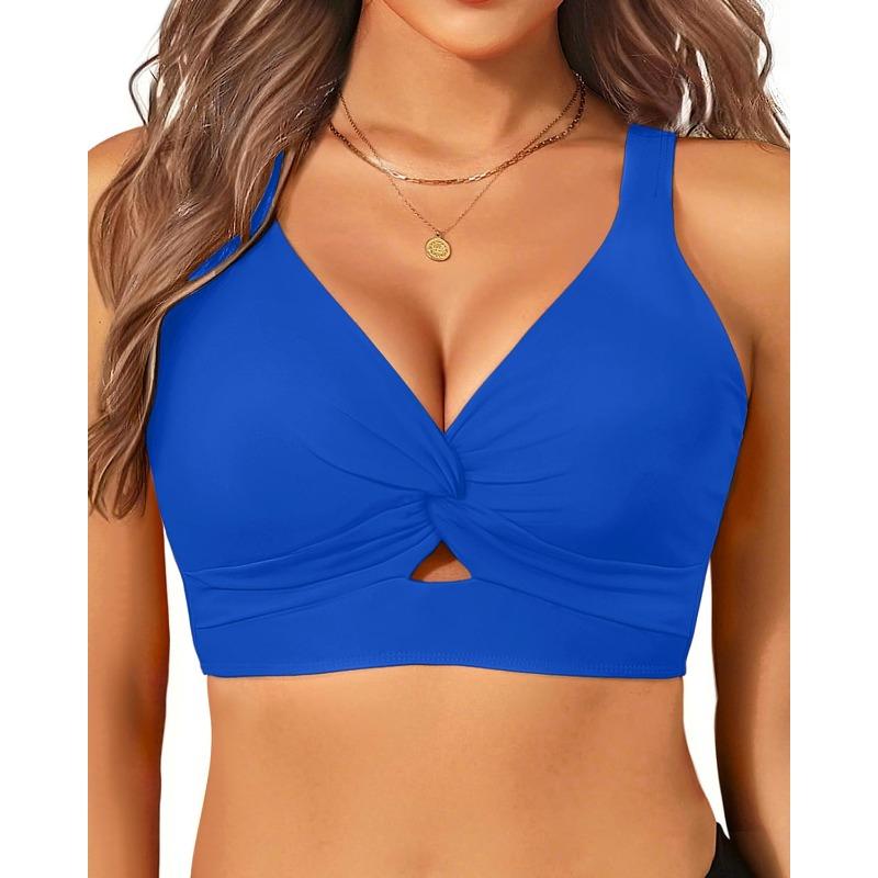 Women's bikini new swimsuit seaside vacation casual neck top