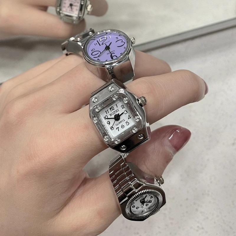 Anillos de Reloj Mini Punk Vintage Correa de Aleación Relojes de Moda Anillo Anillos de Pareja para Hombres y Mujeres Joyería Reloj Anillos de Reloj de Cuarzo Romanos
