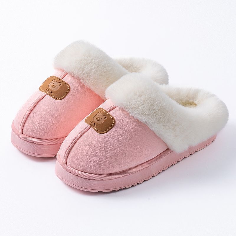 Thick-bottomed cotton slippers women s autumn and winter 2025 home warmth plush indoor cotton slippers thickened women s models 36-37