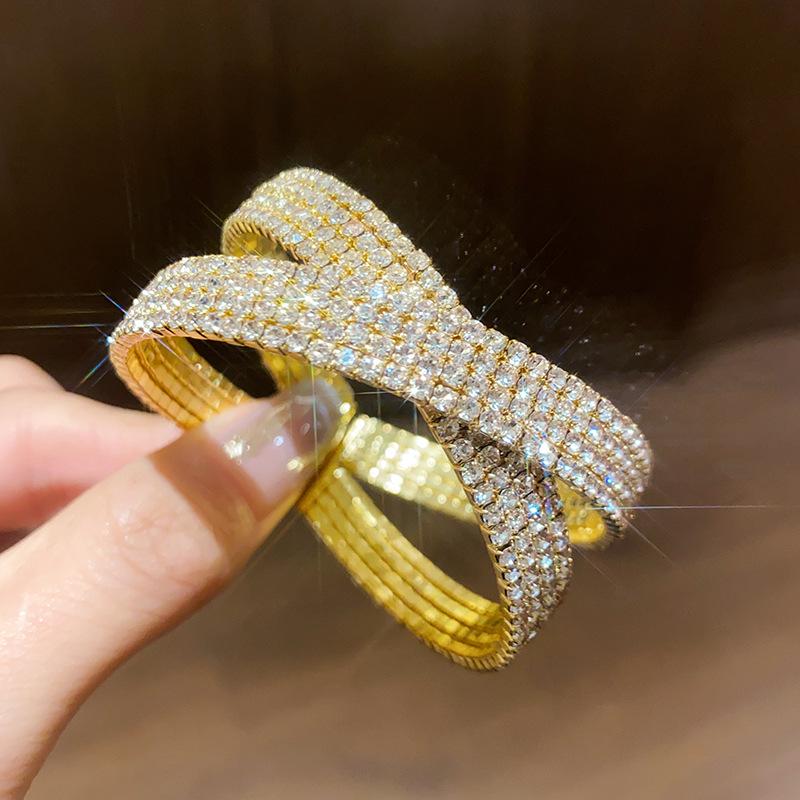 Европейский и Американский Стиль Квадратный Двухслойный Браслет-Браслет с Кристаллами - Элегантный Роскошный Браслет