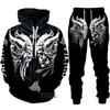 Spring Autumn 3D Printed Fierce Eagle Pattern Hoodies Sweatshirt Men's Sweatpants Set Unisex Tracksuit Fashion Men Clothing Suit