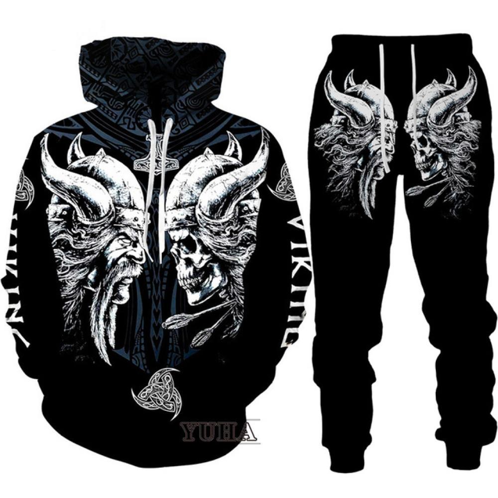 Spring Autumn 3D Printed Fierce Eagle Pattern Hoodies Sweatshirt Men's Sweatpants Set Unisex Tracksuit Fashion Men Clothing Suit