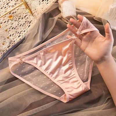 Sexy kalhotky Love Heart Spona Bodový potisk Spodní kalhotky Transparentní krajkové kalhotky Spodní prádlo Prodyšné spodní prádlo Dámské kalhotky