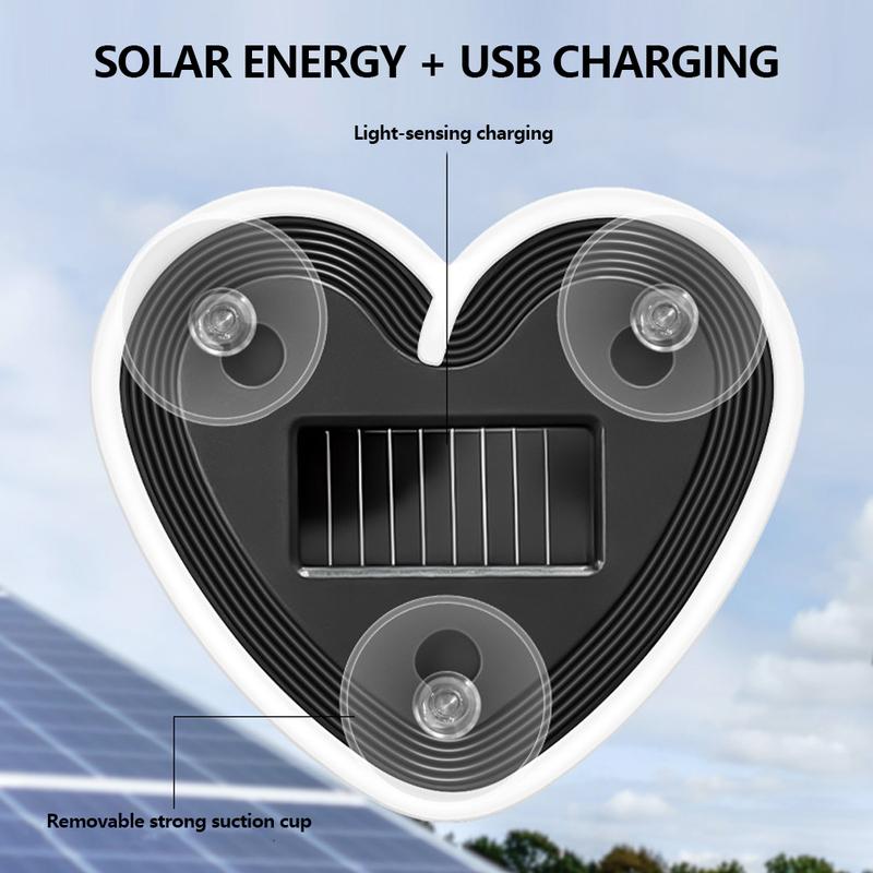 2026 Solar Powered Car Neon Light Striped Heart Lamp Led Ambient Light Wireless Suction Cup USB Rechargeable Led Atmosphere Lamp