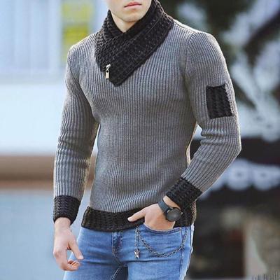 Männer Winter Pullover Zipper Dekor Stricken Elastische Lange Ärmel