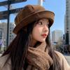Podzimní a zimní manšestrový rybářský klobouk Dámský nový jeden klobouk Více způsobů nošení Klobouk s plochým vrškem Ležérní univerzální Teplý baret Trend