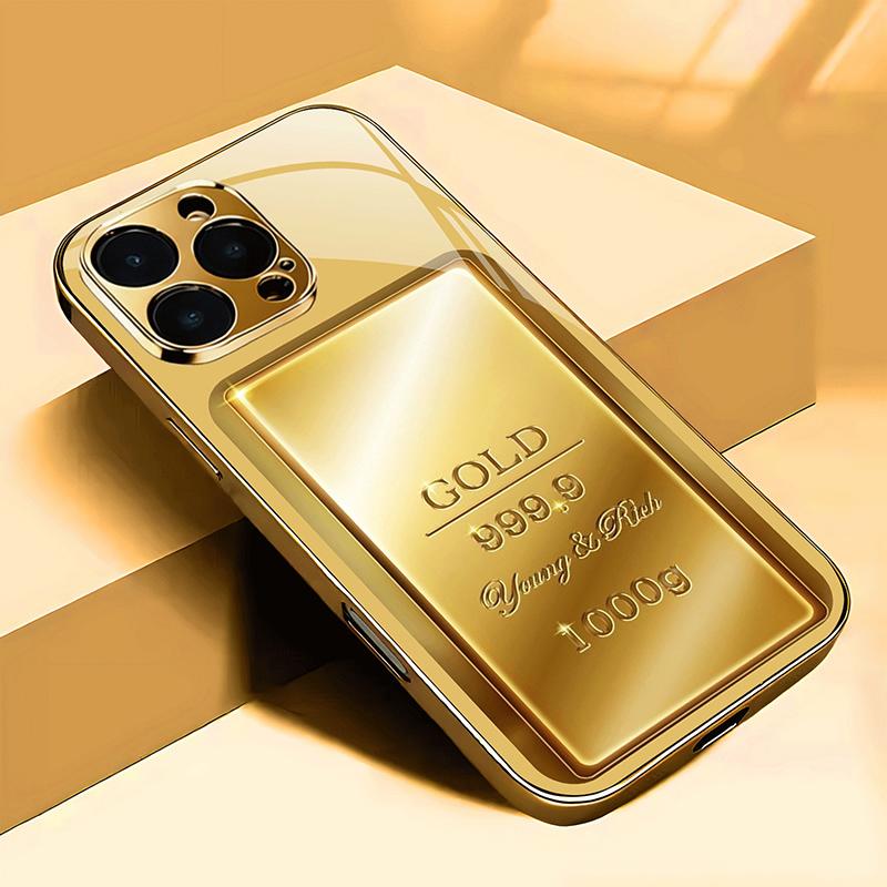 Zlatý Vzor Zlaté Zlaté Tyčinky Zlatá Metalická Barva Skleněné Pouzdro Na Telefon Pro iPhone 17 Pro Max 11 12 13 14 15 16 Plus 17 Air 16E Kryt