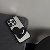 Ins Style Black Love Heart iPhone 15 Case with Mirror and Black Frame for 16 Pro Max