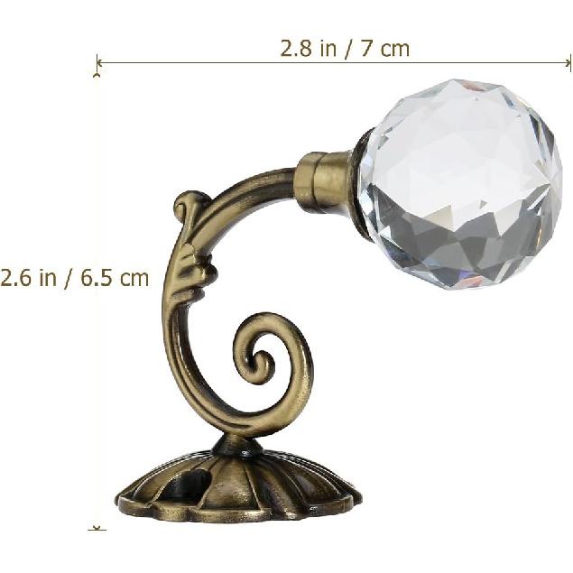 

Curtain Tieback Hooks Drapery Holdbacks Crystal Ball Curtain Hookback Wall Mount Metal Curtain Holdback (Bronze 2pcs)