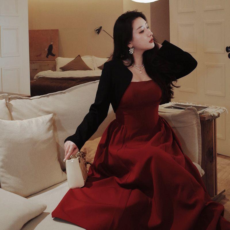 

Apanjia Plus-Size Women s Clothing Spring and Summer New French-Style Hepburn-Inspired Classic Tank Dress Q8692 Black Chanel-Style Waistcoat L