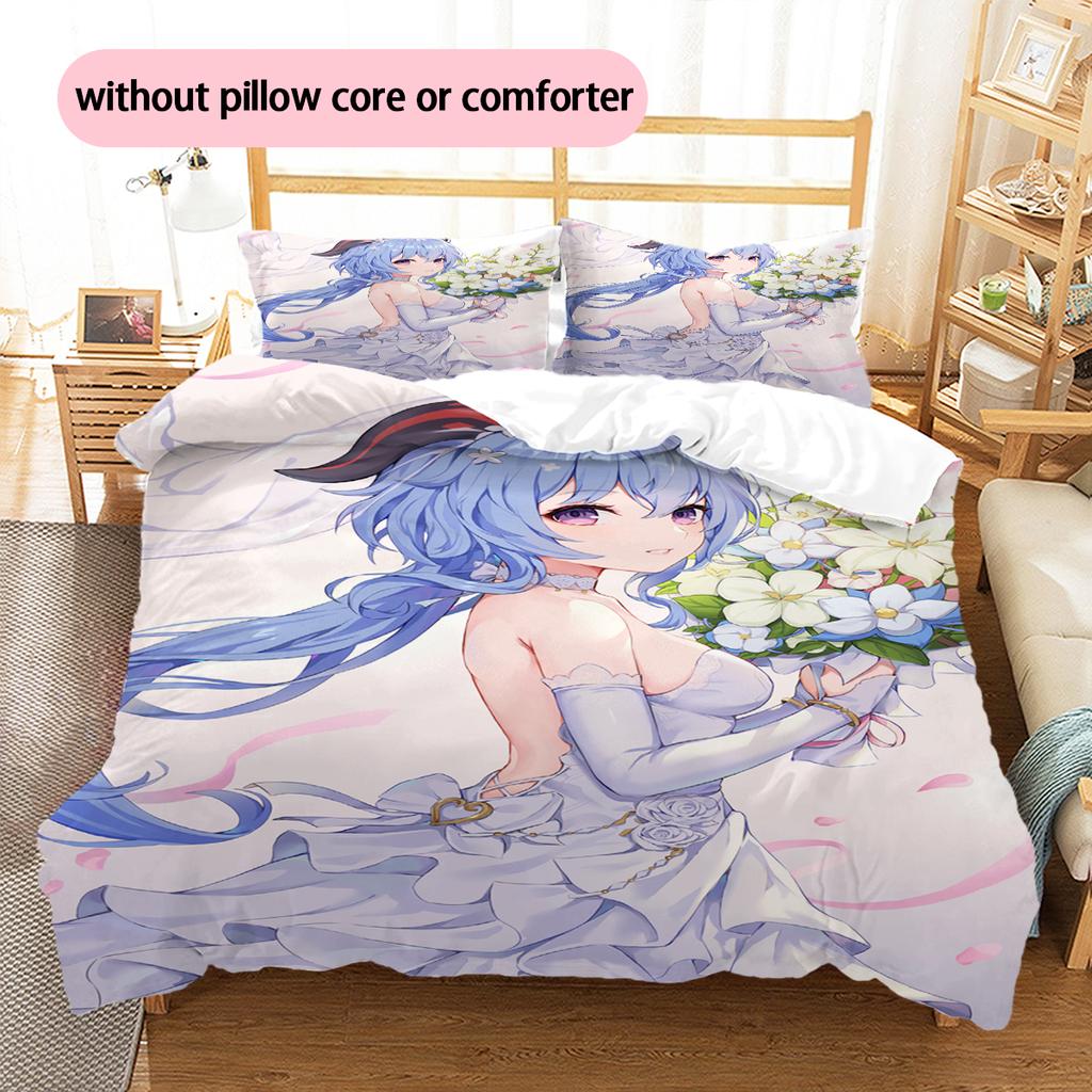 Cartoon Pattern Bedding Quilt Set Quilt Cover Pillowcase Home Decoration Birthday Gift (1 * Duvet Cover + 2 * Pillowcase, Without Core)