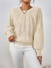 Women's Round Neck Cable Knit Sweater - Long Sleeve, Solid Color, Autumn Winter Versatile Pullover.