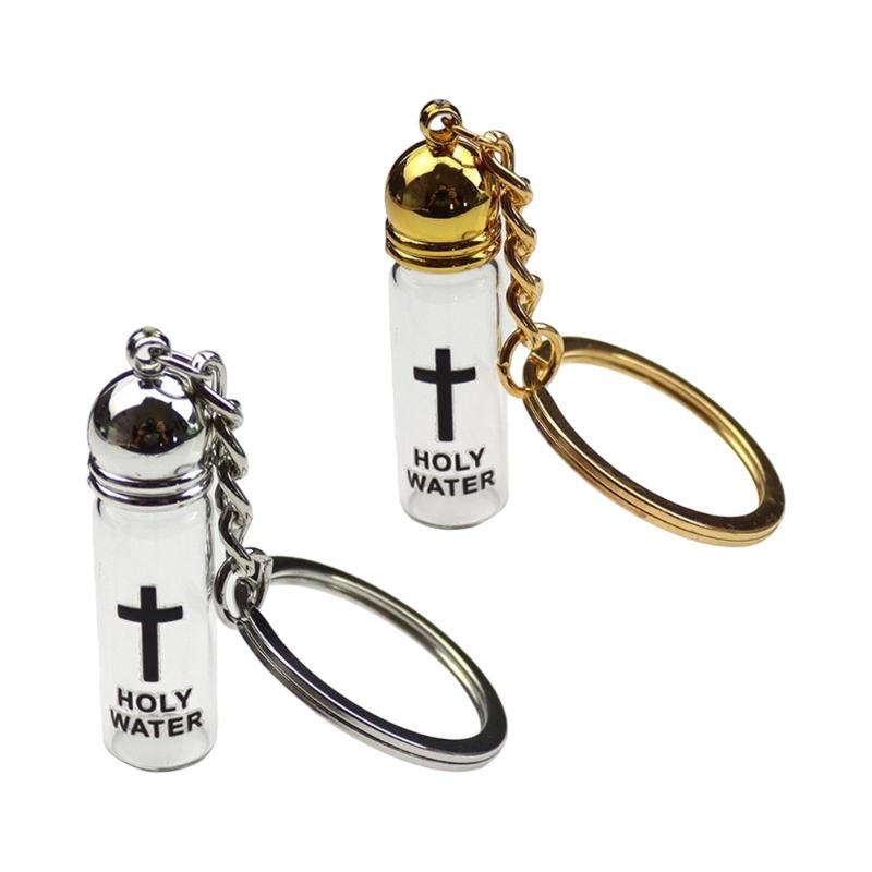 6 Units Glass Crucifix Keychain Watertight Vessel With Reinforced Carabiner Multipurpose Use For Home Or Travel