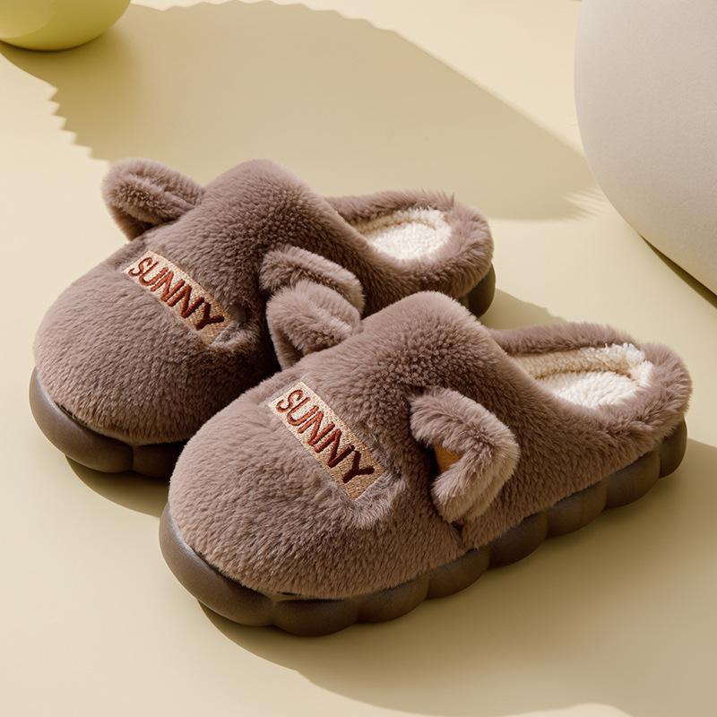 Cotton slippers women and men autumn and winter home couple home indoor warm non-slip thick bottom plush