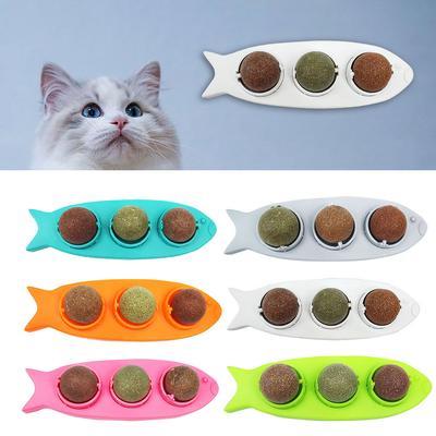 3 In 1 Catnip Ball with Transparent Cover Catnip Balls Toy for Cats Self-Adhesive Catnip Balls Toy Rotatable Pet Health Supplies