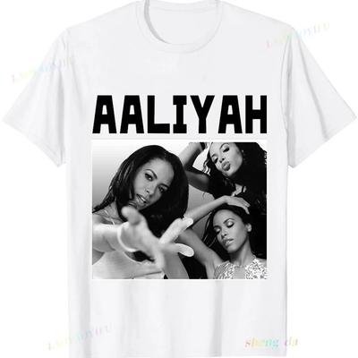 Playeras Aaliyah Unisex Short Sleeve Graphic Print Custom Pure Cotton Tshirt OCollar Camisetas Clothes