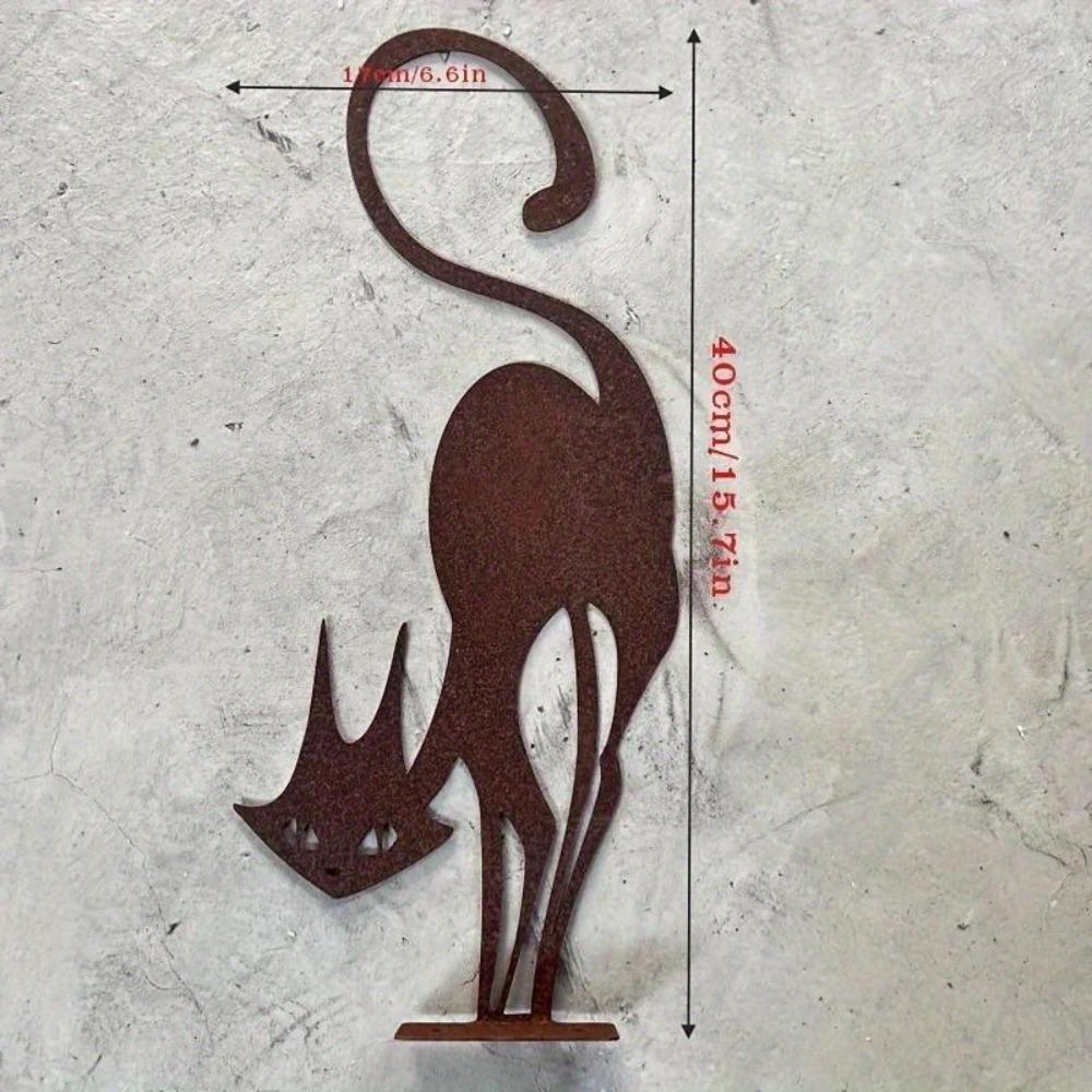 

Wrought Iron Cat Halloween Fence Ornament Outdoor Garden Decor