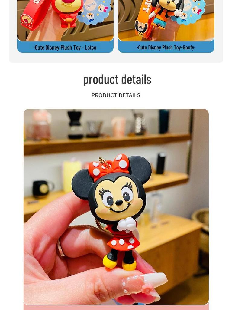 Genuine Lotso Mickey Plush Keychain - Creative Couple Bag Pendant Car Keyring Small Gift.
