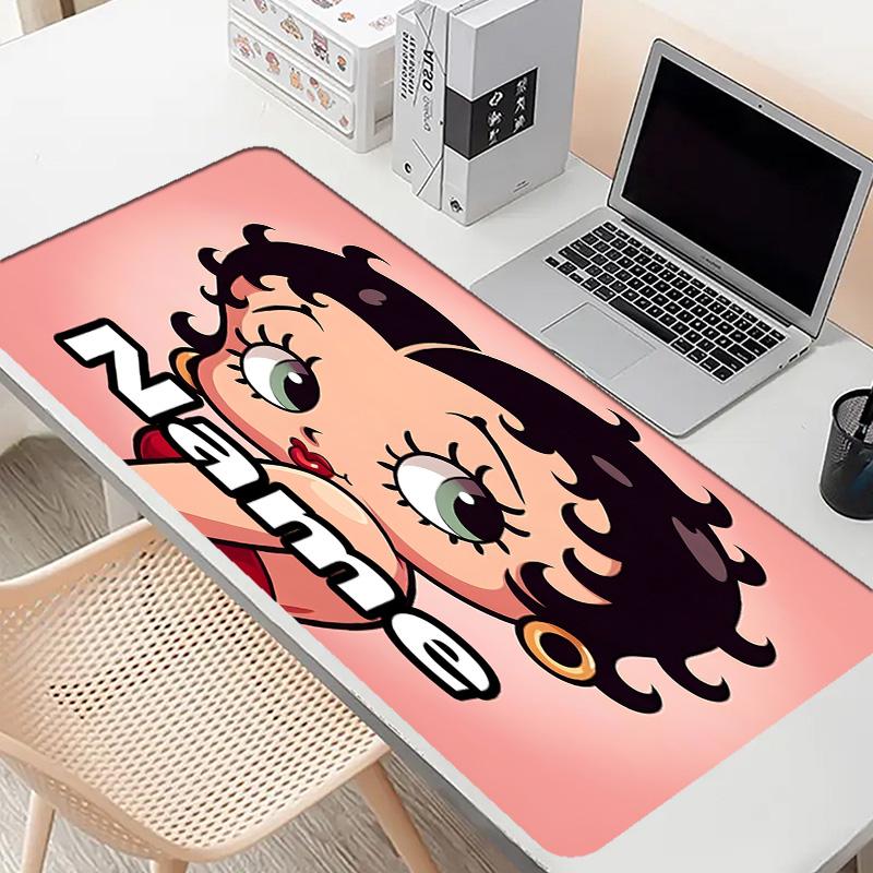 Custom Name Personalized Betty Boop Pattern Mousepad, Laptop PC Desk Mat, Decorative Desk Mat for Home Keyboard Pad Gift