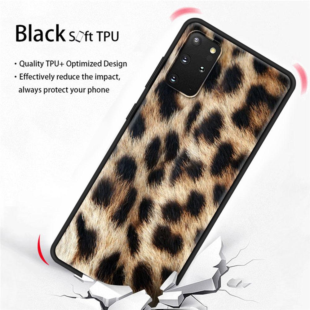 Capa de telefone para Samsung Galaxy S20 Ultra FE 5G S10 Lite S9 S8 Plus S7 Edge S10e TPU Capa de concha preta Sexy Leopard Print Panther