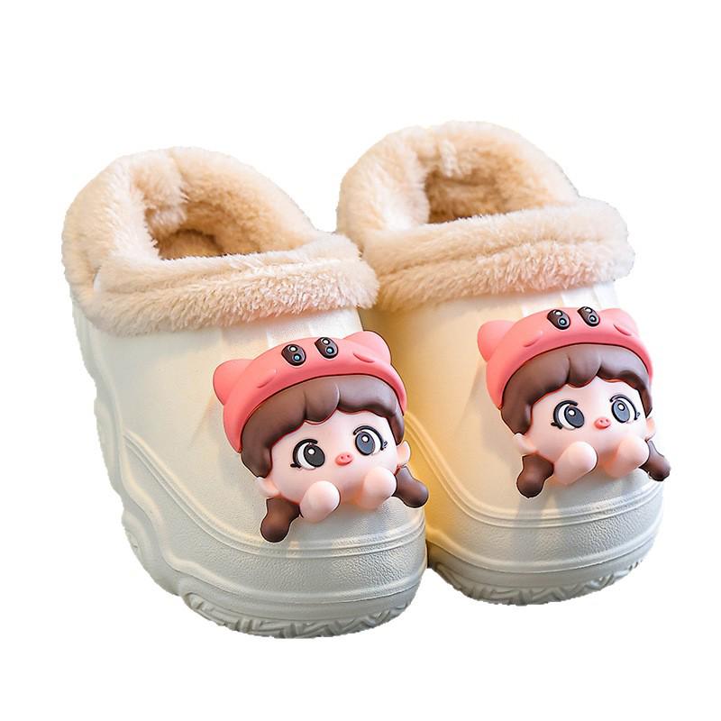 Children's Non-Slip Cotton Slippers: Warm, Waterproof EVA Winter Shoes for Boys, Girls, and Adults.