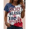 Women's American Flag & Bald Eagle Print T-Shirt Casual Short Sleeve Crew Neck Patriotic Graphic Tee for Summer