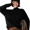 2026 Women's Plus Size Cable Knit Wool Sweater - Semi-High Neck, Thick and Loose Fit for Autumn/Winter