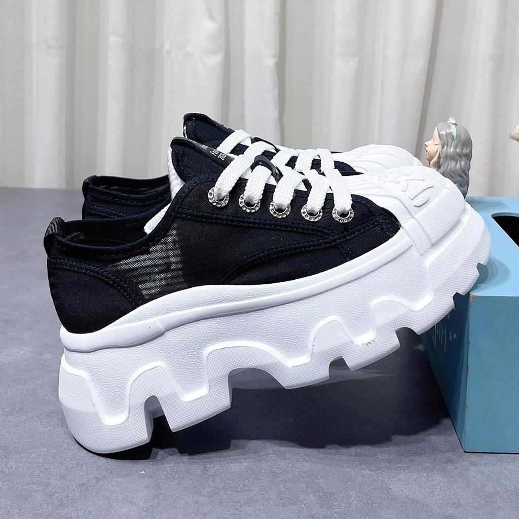 Mesh breathable little white shoes women's 2025 spring and summer new small thick-soled heightening muffin shoes fashionable casual board shoes