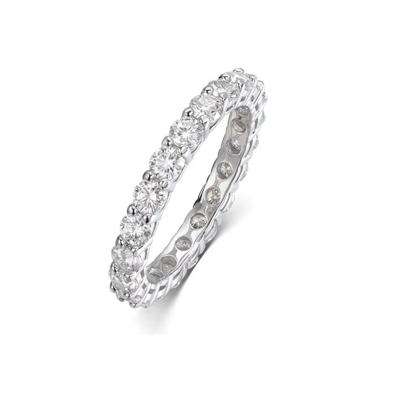 Smyoue 3/3.5/5mm Rose Gold Color All Moissanite Rings for Women Sparkling Wedding Ring 925 Silver Classic Jewelry Bands