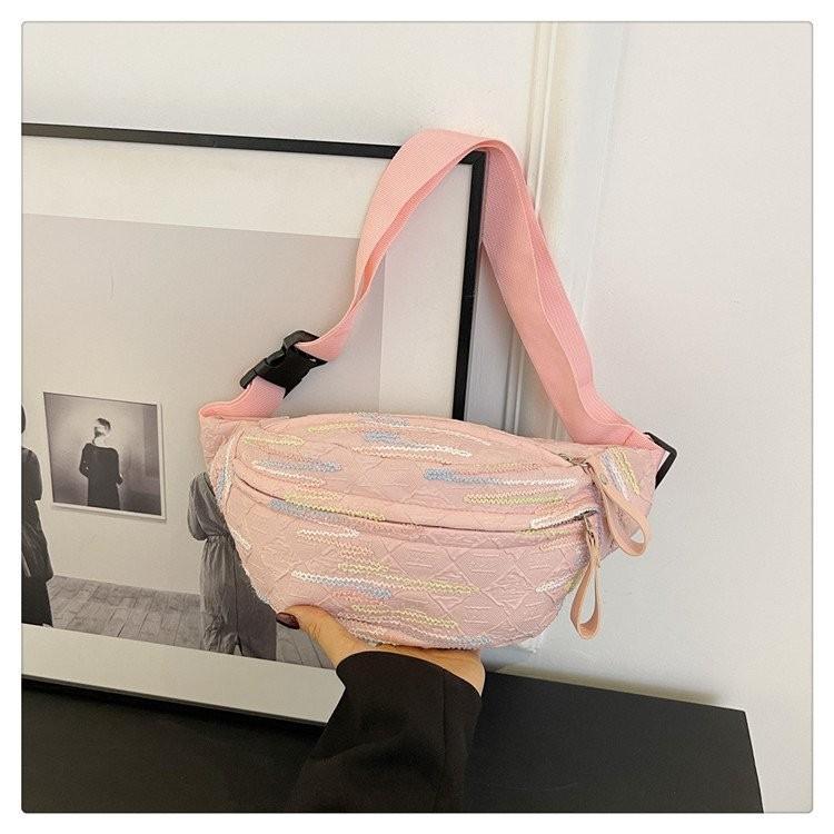 

Stylish Casual Women s Crossbody Bag 2024 Summer Trendy Sports Chest Pack In White Yellow Blue Black Pink рожевий