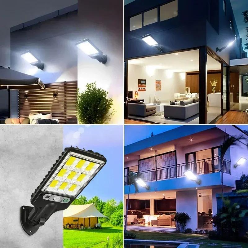 Solar Outdoor Led Courtyard Wall Lamp With 3 Mode Waterproof Motion Sensor Security Lighting Street Lights for Garden Patio Path