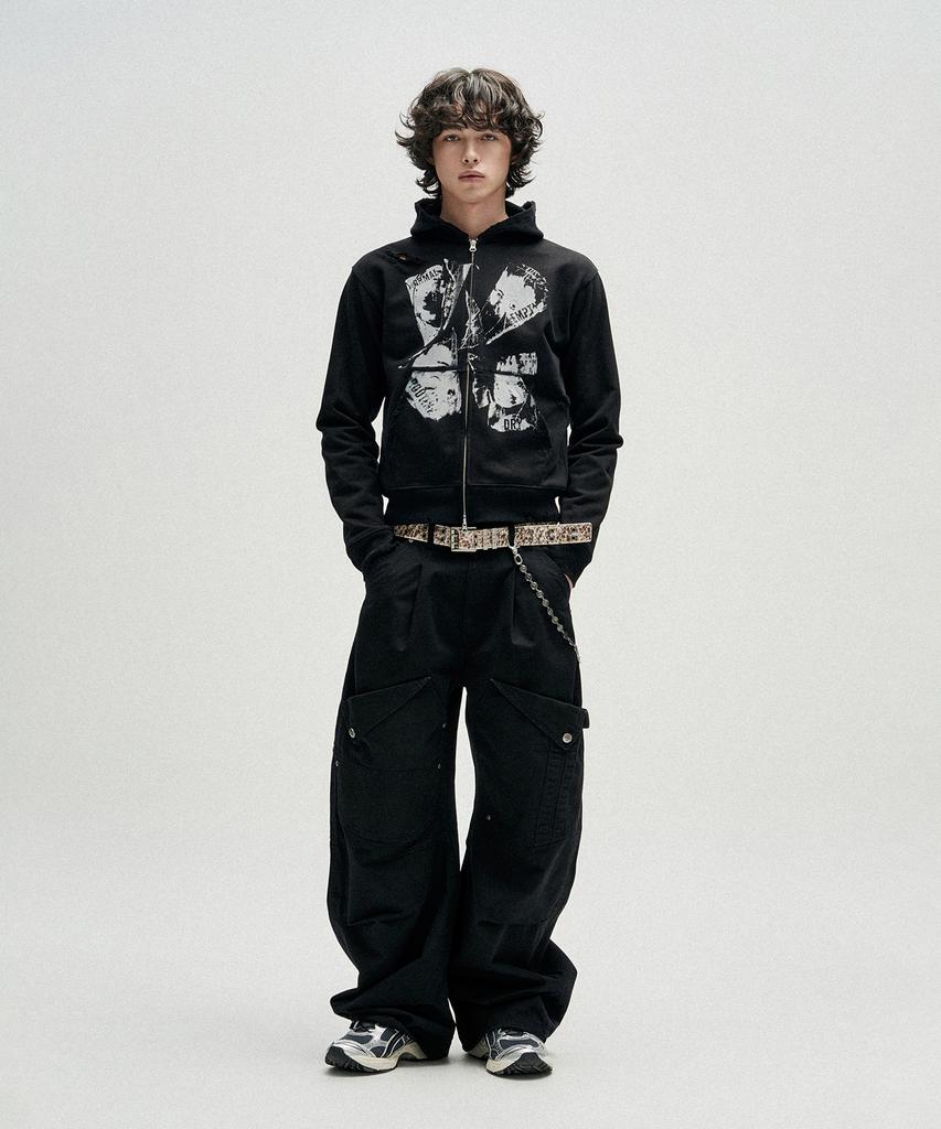 NOT4NERD Flap Pocket Curved Cotton Pants - Black