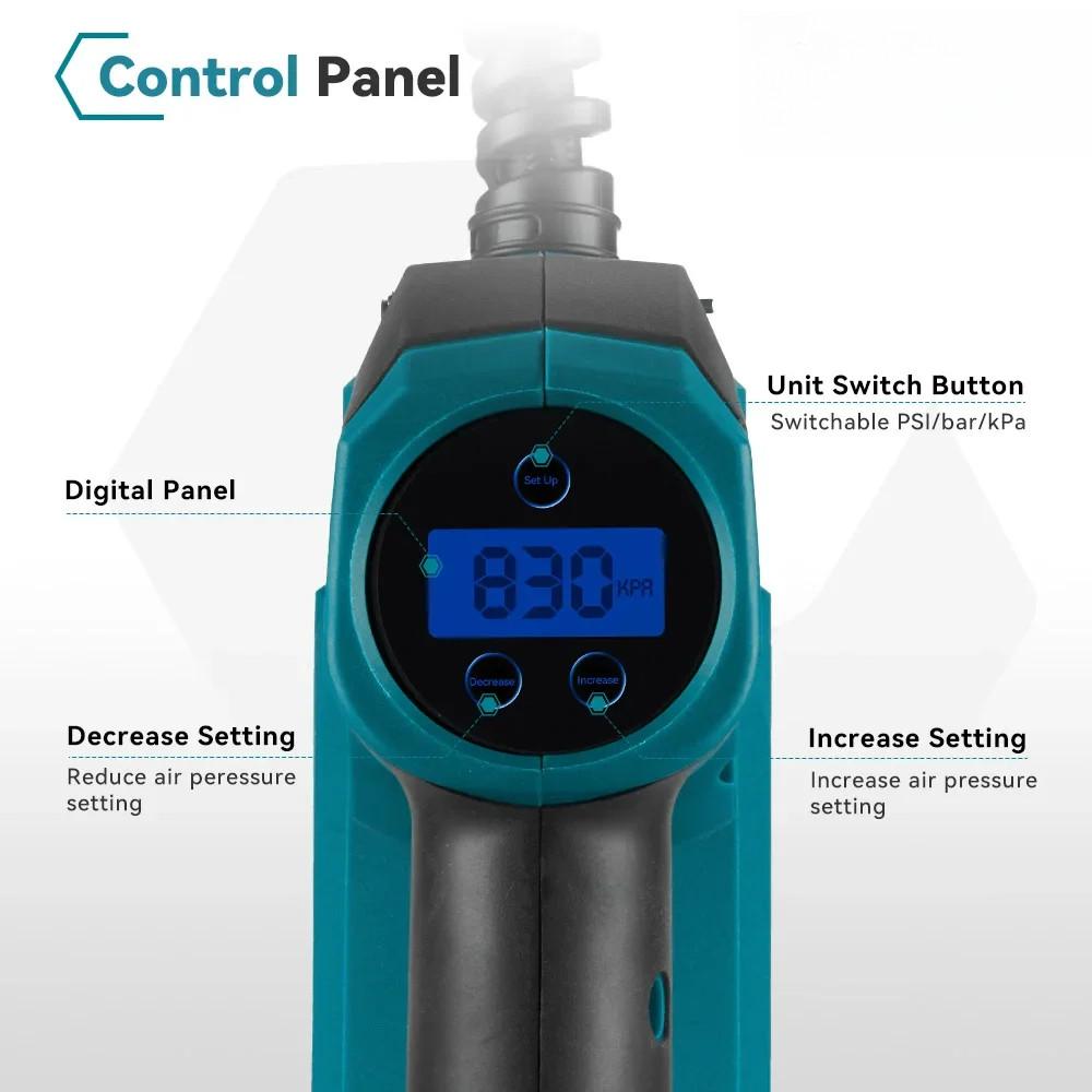 830Kpa Cordless Portable High Pressure Electric Air Pump LED Display Rechargeable Car Ball Inflatable Pump