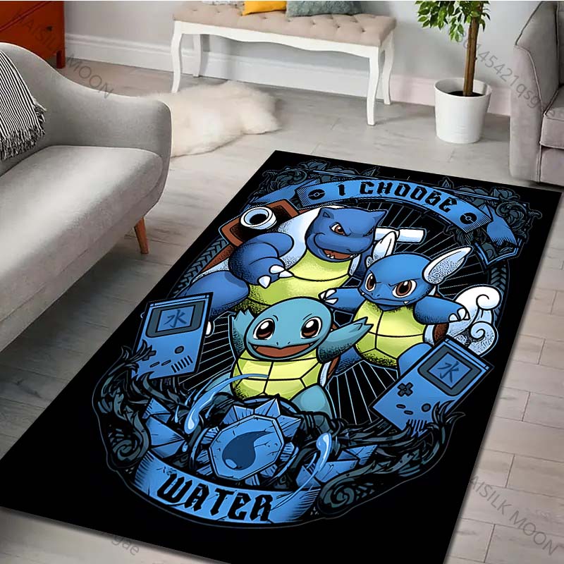 1PC Japanese Anime Pokémon Squirtle Print Rug Carpet for Living Room Children Bedroom Mat Sofa Doormat Home Decor Anti-Slip Mat