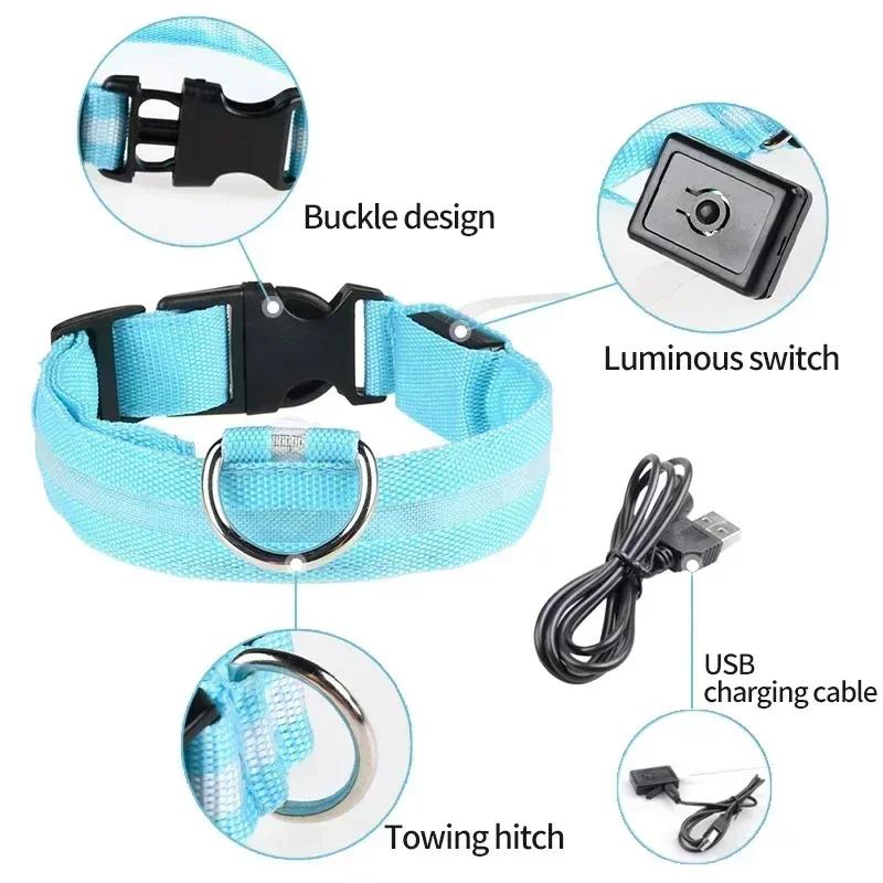 Haustier Hund LED Leuchtender Halsband USB Wiederaufladbar Nachtlicht Leuchtendes Blinkendes Halsband Anti-Verlust Outdoor Laufen Sicherheit Zubehör