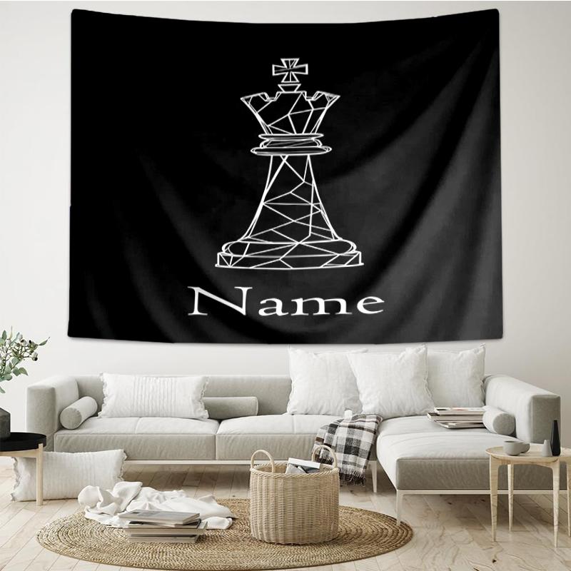 Custom Name Chess Print Tapestry, Backdrop, Easy Setup, Ideal for Bedroom, Office & Living Room, with Aesthetic Wall Hanging Decor.
