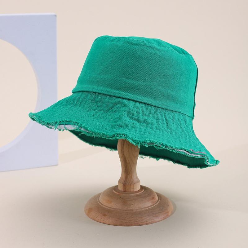 Women's Vintage Wide Brim Bucket Hat Colorful Washed Casual Bob Femme Solid Flat Top for Outdoor Street Dance Hip Hop