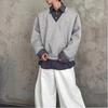 Men's Spring Autumn New Korean Style Niche Stylish Design Fake Two-Piece Spliced Sweatshirt Solid Color Versatile Loose Top