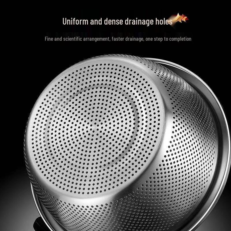 European Style 304 Stainless Steel Basin and Strainer: Vegetable Washing, Draining, Kitchen Rice Filter Basket