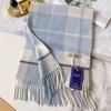 Fresh Blue British Plaid Pure Cashmere Scarf Women's Winter Plaid Scarf Men's New