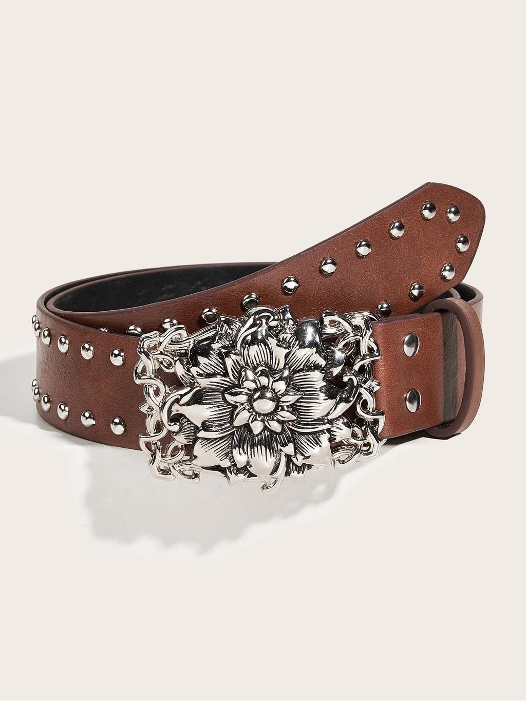 

Stylish Rivet Belt For Women s Jeans In Flower Buckle Rivets) Pink Color верблюд