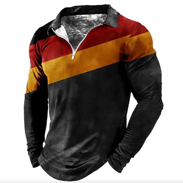 New POLO Shirt Zip Long-sleeved Lapel Men's Sweatshirt Casual Tops Tide