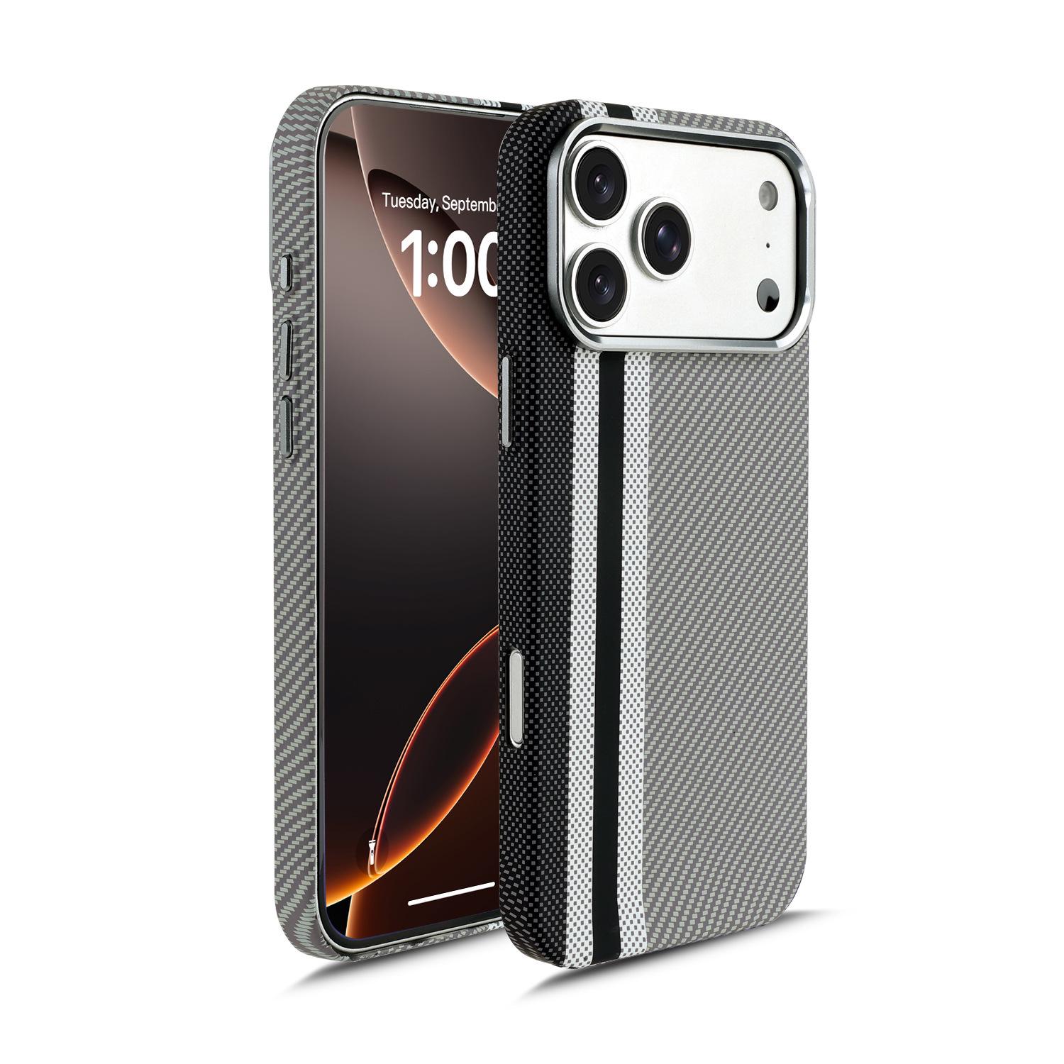 

Compatible with iPhone 17, Magnetic Kevlar Carbon Fiber Texture Phone Case, Large Hole Design, Metal Hardware, Skin-Feel, Apple 16 Protective Cover. iPhone 14