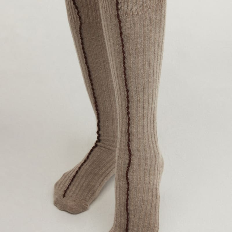 Between A and B WOOL PICOT KNEE SOCKS_MOCHA,CHARCOAL