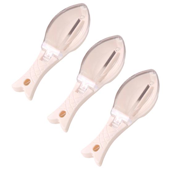 3Pcs Manual Fish Scale Scraper with Lid Fish Scale Removal Manual Seafood Scaling Tool Home Kitchen Essential