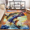 Colorful Carp Jumping Design, Vibrant Fishing-Themed Carpet Decor Suitable for use as an anti-slip for living room bedroom sofas
