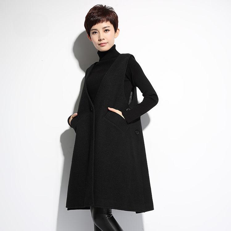 Irregular Woolen Vest Female Mid-length Loose Fit Jacket Autumn Winter