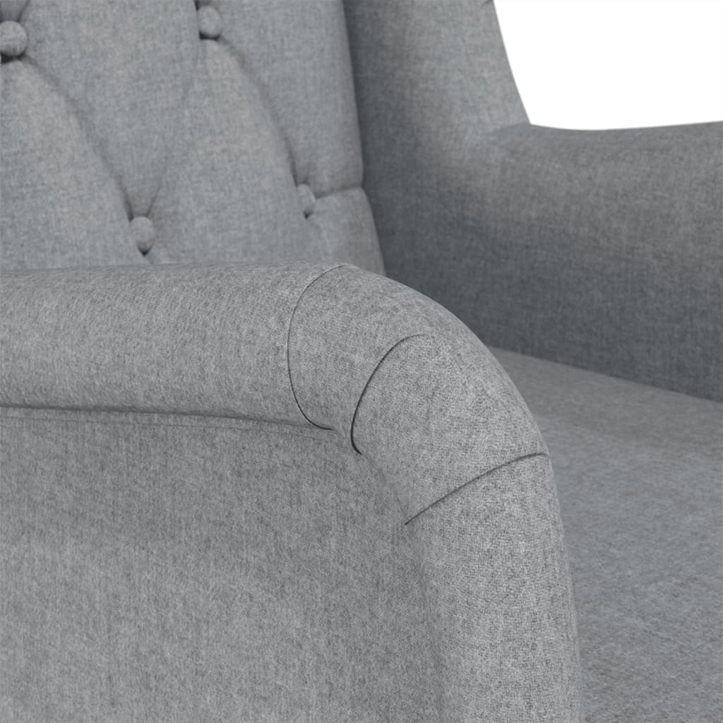 Vidaxl Fotel Bujany Z Kauczukowymi Nóżkami, Jasnoszary, Obity Tkaniną